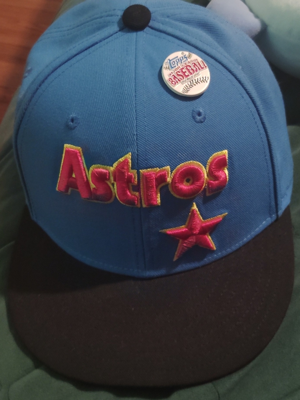 Topps Astros Blue and Black Hat with Pink Embroidery